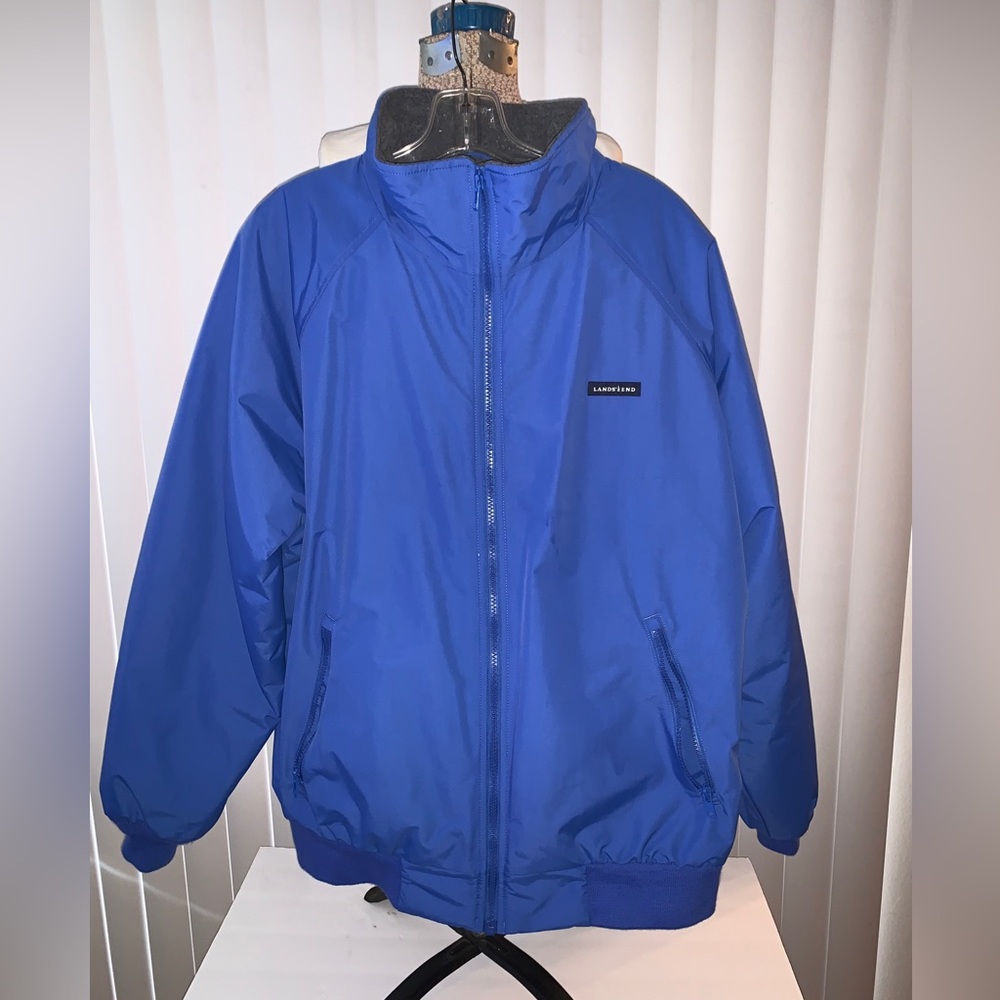 Landsend Vintage Squall Men’s Jacket Gray Fleece Lined Preowned